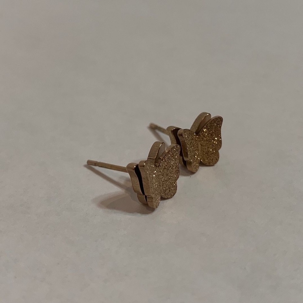 Gold Sparkly Butterfly Earrings